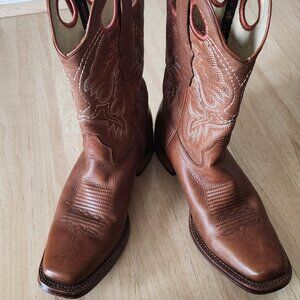 Los Altos Boots Men's Brown Square Toe Mid-Calf Western Boots Size 7.5 EE